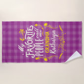 Mijn favoriete mensen noemen me oma Paars Gingham Strandlaken (Voorkant)