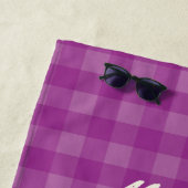 Mijn favoriete mensen noemen me oma Paars Gingham Strandlaken (In situ)