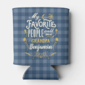 Mijn favoriete mensen noemen me opa Blue Gingham Blikjeskoeler (Achterkant)