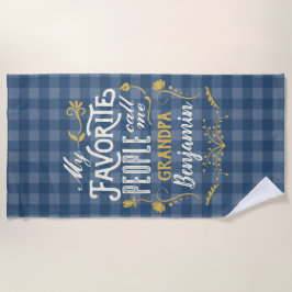 Mijn favoriete mensen noemen me opa Blue Gingham Strandlaken