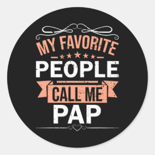 Mijn favoriete mensen noemen me pap retro Mannen v Ronde Sticker
