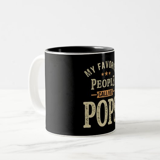 Mijn favoriete mensen noemen me Poppen - pa opa Tweekleurige Koffiemok (Voorkant links)