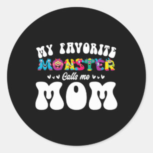 Mijn favoriete monster noemt me mam grappige Moede Ronde Sticker