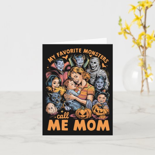 Mijn favoriete monsters noemen me mama voor grappi kaart (Gele Bloem)