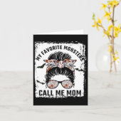 Mijn favoriete monsters noemen me Moeder Messy Bun Kaart (Gele Bloem)