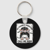 Mijn favoriete monsters noemen me Moeder Messy Bun Sleutelhanger (Voorkant)