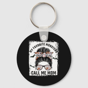 Mijn favoriete monsters noemen me Moeder Messy Bun Sleutelhanger