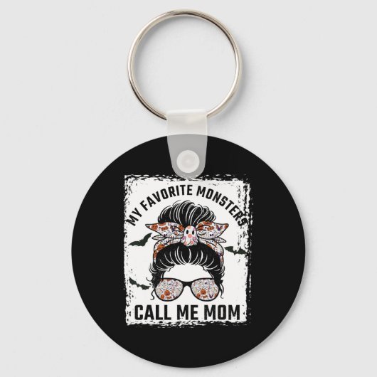 Mijn favoriete monsters noemen me Moeder Messy Bun Sleutelhanger (Voorkant)