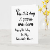 **MIJN FAVORIETE NIECE** JE BENT EEN KONINGIN "BIR KAART (Gele Bloem)