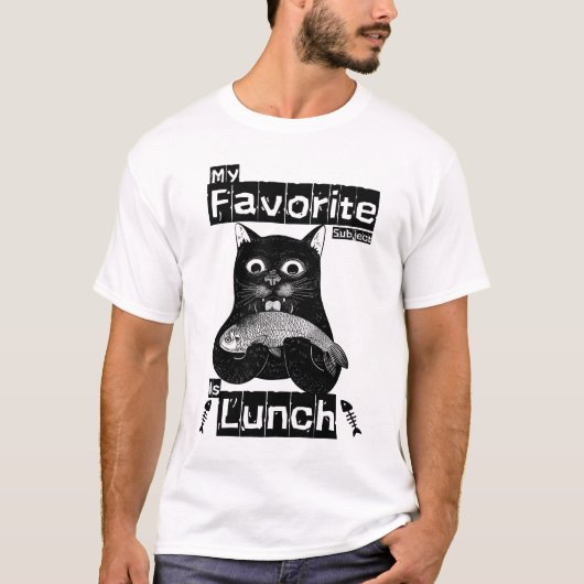 Mijn favoriete onderwerp is Lunch Funny Cat T-shirt (Voorkant)