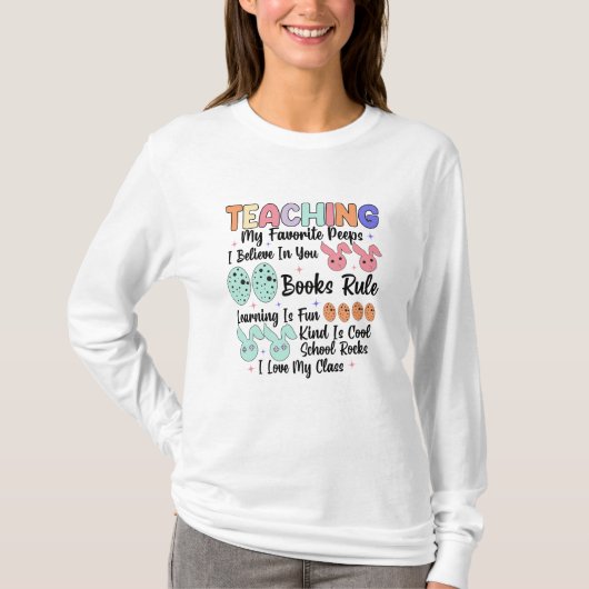 Mijn favoriete peeps leren - Teacher Paashaas T-shirt (Voorkant)