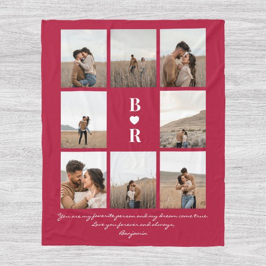 Mijn Favoriete Persoon Script Valentijnsdag 8-foto Fleece Deken