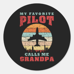 Mijn favoriete piloot noemt me opa ronde sticker