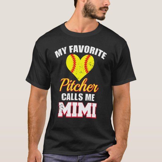 Mijn favoriete Pitcher noemt me Mimi Pitcher Softb T-shirt (Voorkant)
