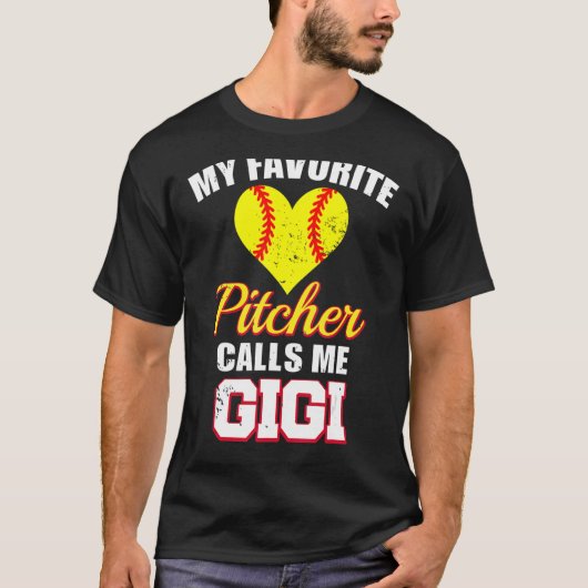 Mijn favoriete Pitcher roept me Gigi Pitcher Softb T-shirt (Voorkant)