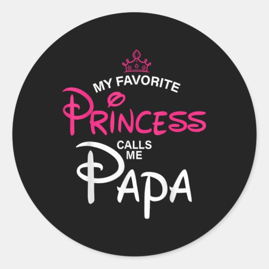 Mijn favoriete prinses noemt me papa dochter vader ronde sticker (Voorkant)