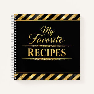 Mijn Favoriete Recepten - Black Gold Script CookBo Notitieboek