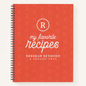 Mijn favoriete recepten Monogrammed sinaasappel Notitieboek (Voorkant)
