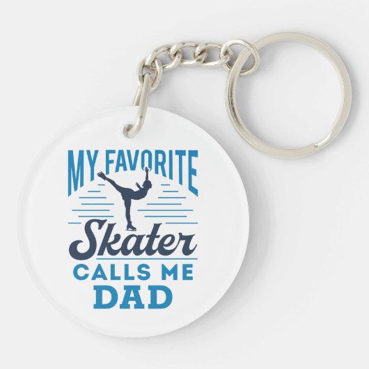 Mijn favoriete Skating roept me de Figuur van papa Sleutelhanger (Achterkant)