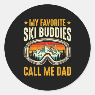 Mijn favoriete ski-makkers noemen me papa Funny Sk Ronde Sticker