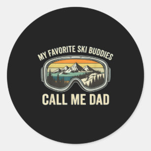 Mijn favoriete ski-makkers noemen me papa Funny Sk Ronde Sticker