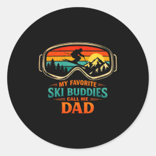 Mijn favoriete ski-vrienden noemen me papa Skiende Ronde Sticker