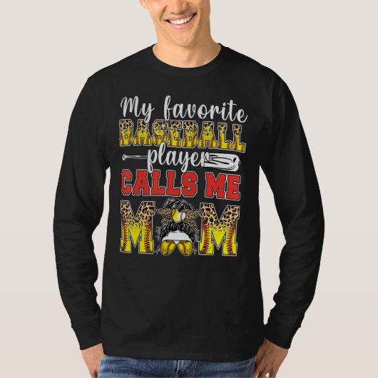 Mijn favoriete Softball Player noemt me mam-luipaa T-shirt (Voorkant)