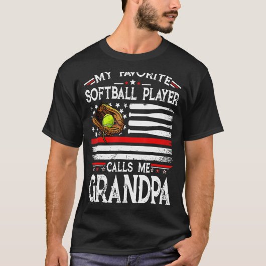 Mijn favoriete Softball Player roept me op tot opa T-shirt (Voorkant)