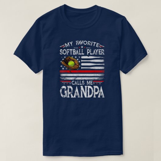 Mijn favoriete softbalspeler roept me op opa t-shirt (Design voorkant)