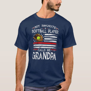 Mijn favoriete softbalspeler roept me op opa t-shirt