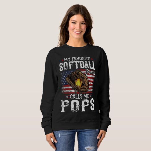 Mijn favoriete softbalspeler roept me Poppen Ameri Trui (Voorkant volledig)
