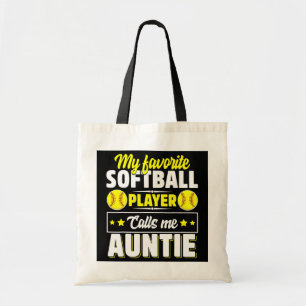 Mijn favoriete softbalspeler roept me tante tote bag
