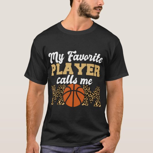 Mijn favoriete speler noemt me mam luipaard basket t-shirt (Voorkant)