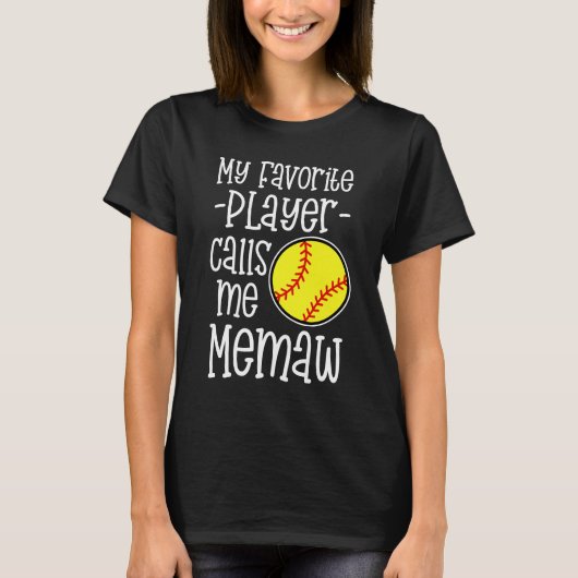 Mijn favoriete speler noemt me Memaw Softball Game T-shirt (Voorkant)
