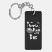 Mijn favoriete speler noemt me papa Hockey Puck Sleutelhanger (Voorkant Links)