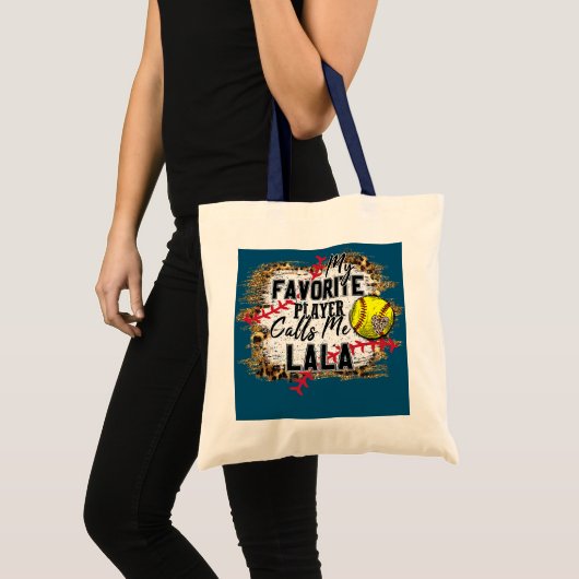Mijn favoriete speler roept me Lala softbalmoeders Tote Bag (Voorkant (product))