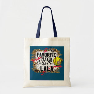 Mijn favoriete speler roept me Lala softbalmoeders Tote Bag