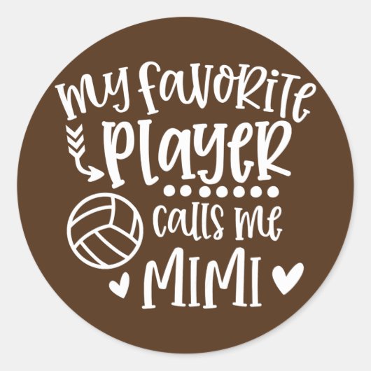 Mijn favoriete speler roept me Mimi Volleyball Ronde Sticker (Voorkant)