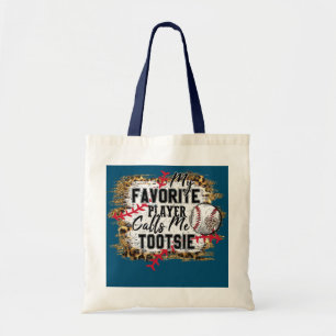 Mijn favoriete speler roept me Tootsie Baseball Tote Bag