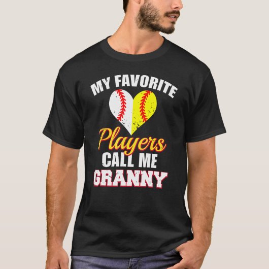 Mijn favoriete spelers noemen me Granny Baseball S T-shirt (Voorkant)