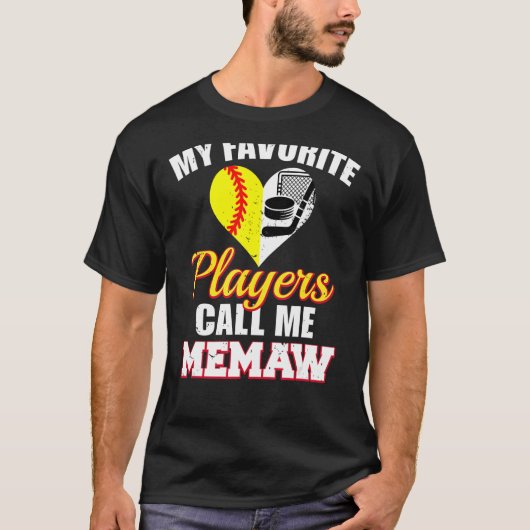 Mijn favoriete spelers noemen me Memaw Softball Ho T-shirt (Voorkant)