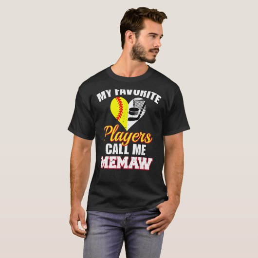 Mijn favoriete spelers noemen me Memaw Softball Ho T-shirt (Voorkant volledig)