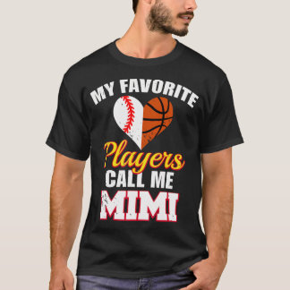 Mijn favoriete spelers noemen me Mimi Baseball Bas T-shirt