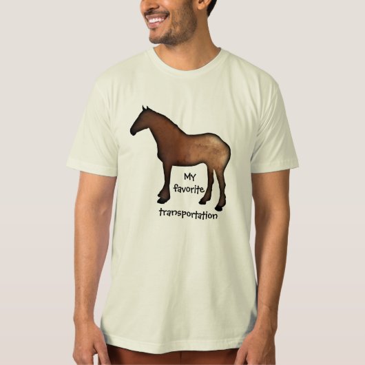 "Mijn favoriete transport" gouden paard t-shirt (Voorkant)