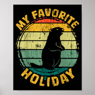 Mijn favoriete vakantie GrondHog dag Retro Vintage Poster