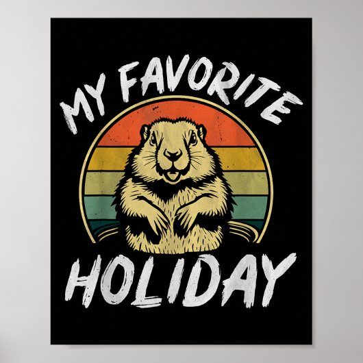 Mijn favoriete vakantie Retro Grond Hond Grappige Poster (Voorkant)