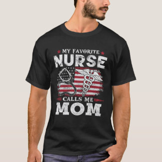 Mijn favoriete verpleegster noemt me mama USA-vlag T-shirt