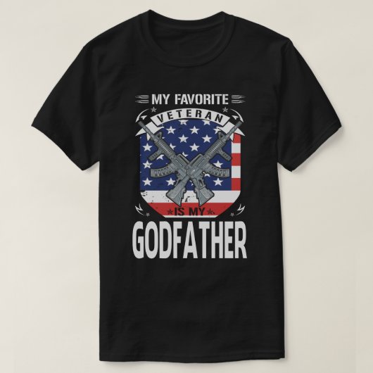 Mijn favoriete veteraan is mijn GODFATHER US Flag T-shirt (Design voorkant)