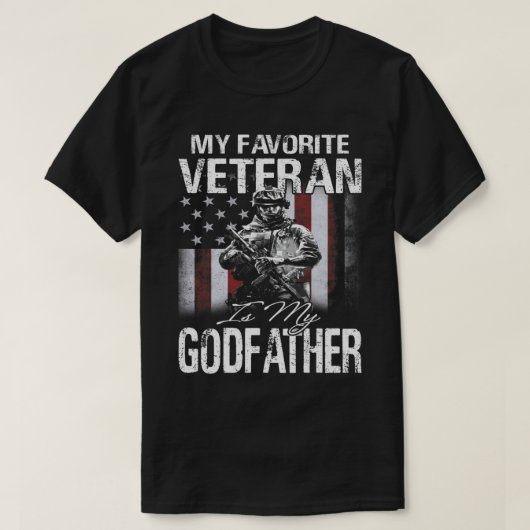 Mijn favoriete veteraan is mijn godfather USA Flag T-shirt (Design voorkant)
