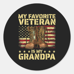 Mijn favoriete veteraan is mijn opa grootvader Vet Ronde Sticker